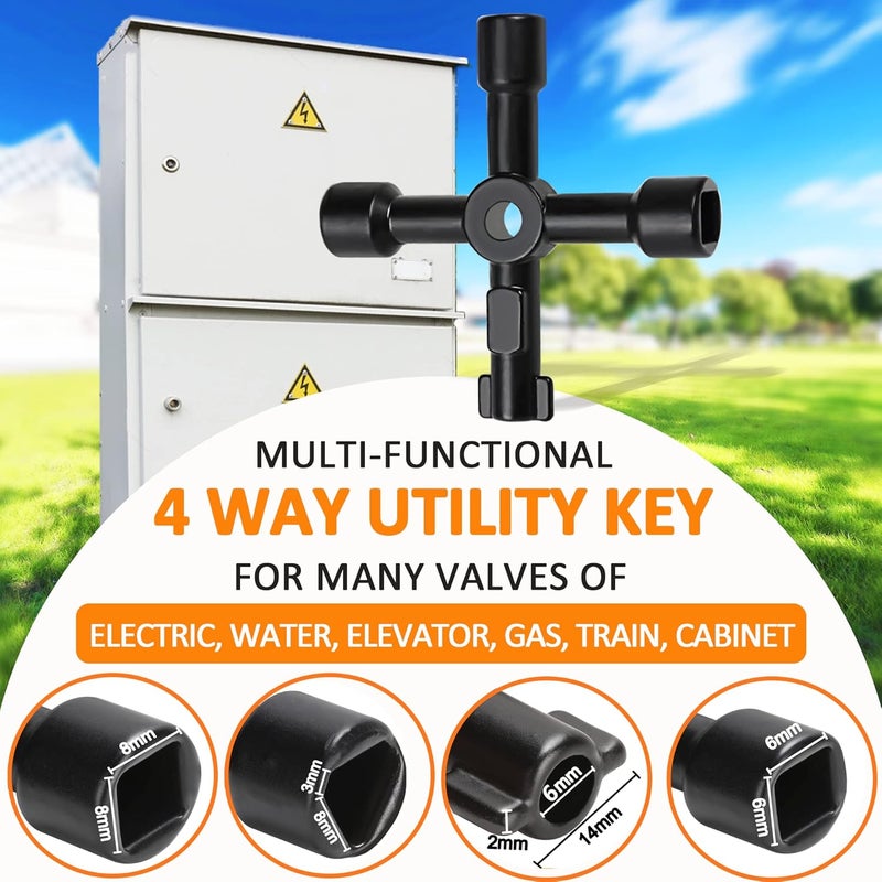 Winisok 17 Inch Water Meter Key With 4 Way Multi-Functional Utilities Key, Enforced Rebar Water Shut Off Tool Wrench T-handle for Curb Main and Water Meters, Underground Stop or Waste Valves - Image 5